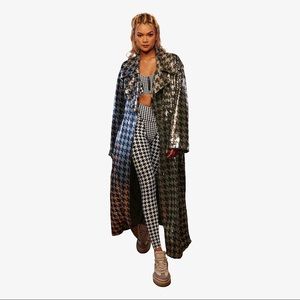 adidas Ivy Park Halls of Ivy Long Sequin Houndstooth Jacket